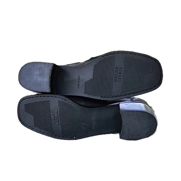 Stuart Weitzman Embellished Textured Patent Leather Heel Loafers 7 - Picture 8 of 11